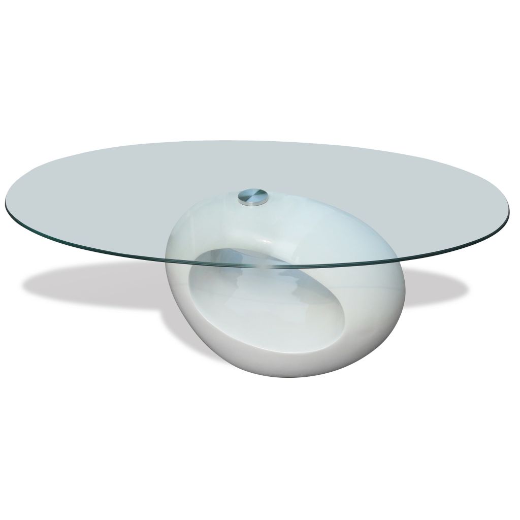 vidaXL Coffee Table Living Room End Table Side Sofa Table with Oval Glass Top