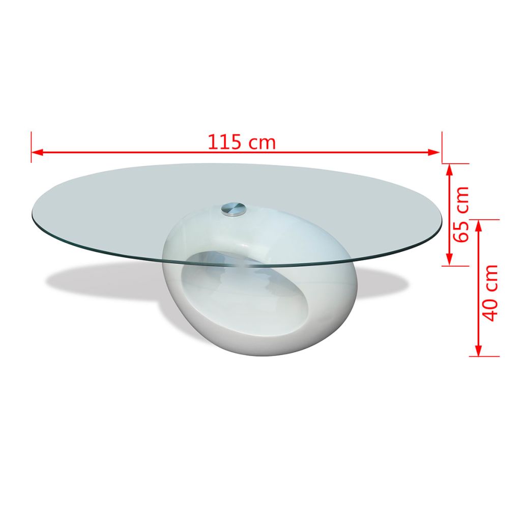 vidaXL Coffee Table Living Room End Table Side Sofa Table with Oval Glass Top