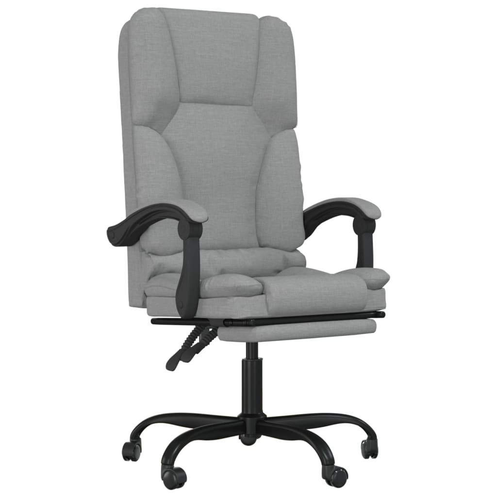 vidaXL Massage Chair Swivel Desk Office Chair with Adjustable Footrest Fabric