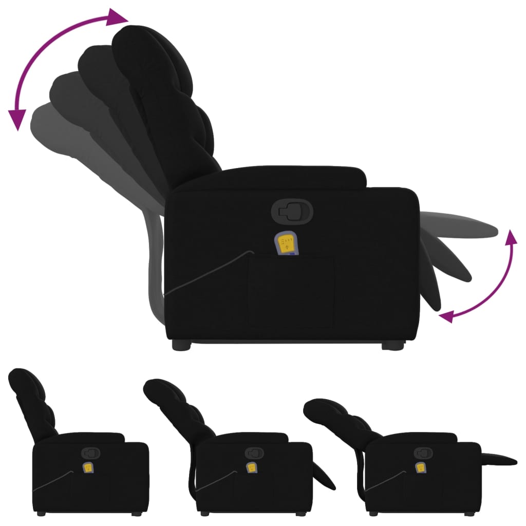 vidaXL Stand up Massage Recliner Chair Black Fabric