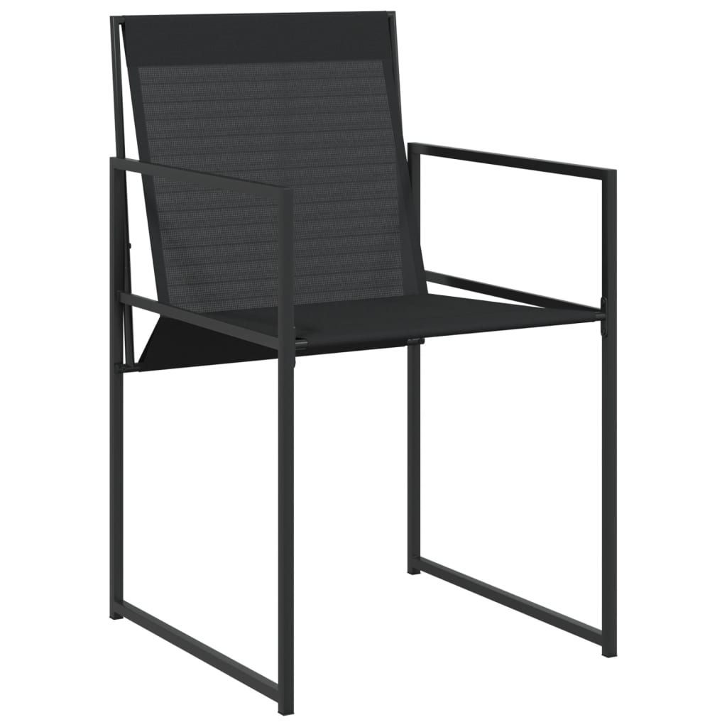 vidaXL Patio Dining Set Table and Chair Garden Outdoor Furniture Black Textilene-4