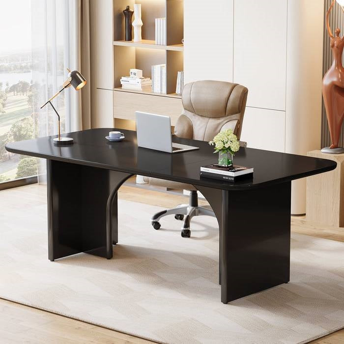 Modern Extra Large Executive Home Office Computer Desk in Black-0