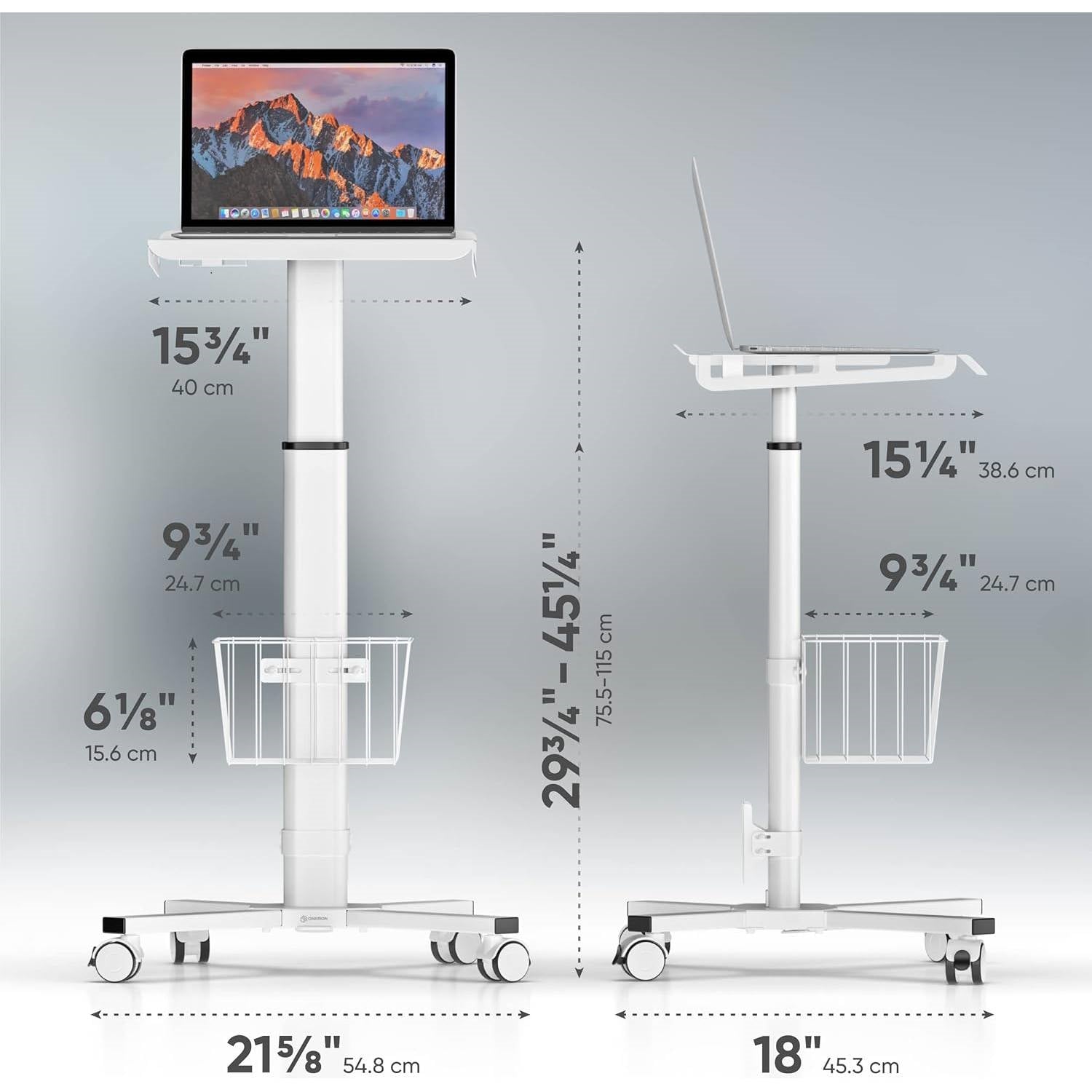 Hospital Style White Mobile Stand-Up Computer Desk Portable Workstation-1