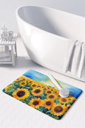 Kansas Sunflowers in Watercolor Memory Foam Kitchen Mat