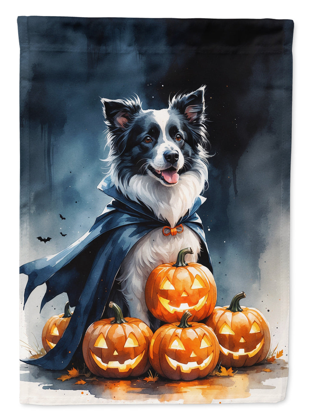 Border Collie Puppy Halloween House Flag