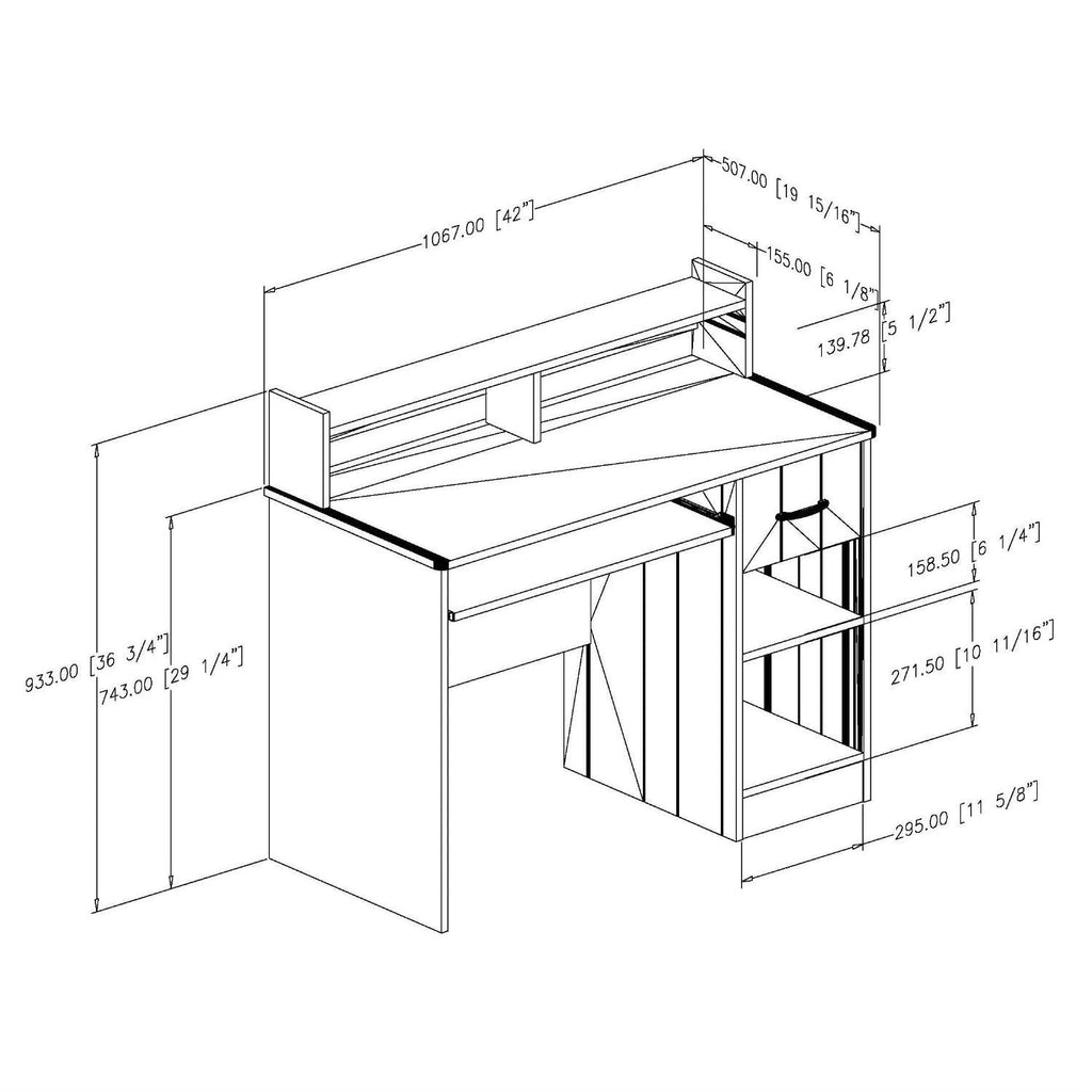 Contemporary Home Office Computer Desk in White Wood Finish-3