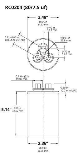 Jard 12819 Replacement - 80 + 7.5 uf / Mfd 370 / 440 VAC AmRad Round Dual Universal Capacitor