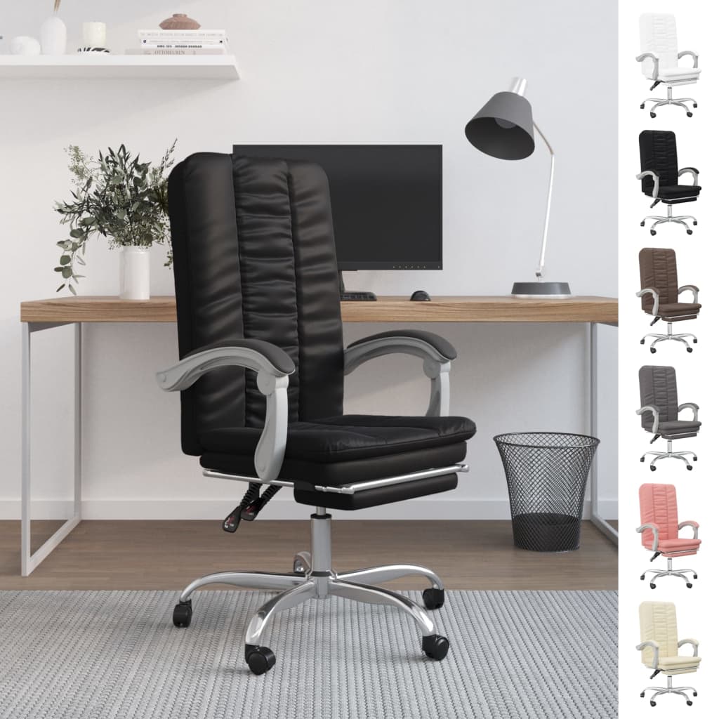 vidaXL Reclining Office Chair Black Faux Leather